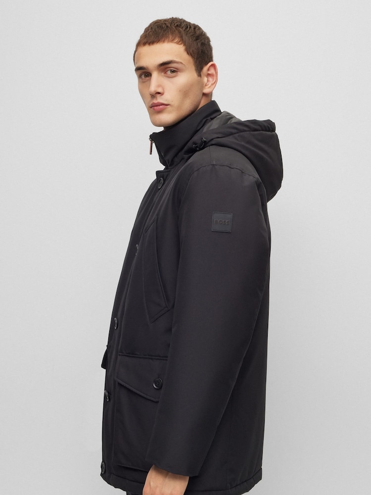 BOSS Black Water Repellent Hooded Parka Jacket - Image 3 of 6