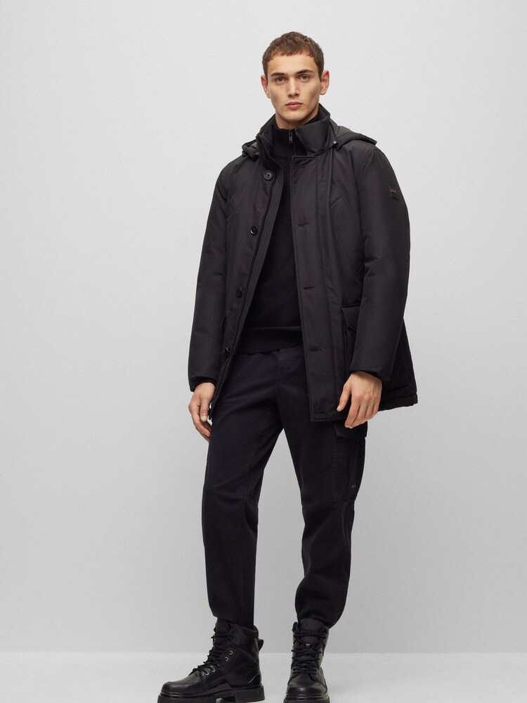 BOSS Black Water Repellent Hooded Parka Jacket - Image 4 of 6