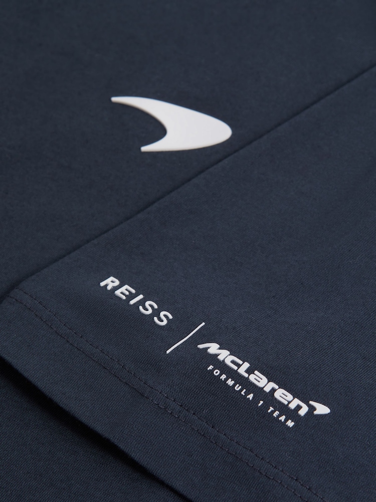 Reiss x McLaren F1 Team Airforce Blue McLaren F1 Mercerised Cotton Crew Neck T-Shirt - Image 6 of 6