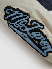 Reiss x McLaren F1 Team Airforce Blue/Ecru Junior McLaren F1 Patch Varsity Bomber Jacket - Image 9 of 12