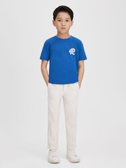 Reiss Lapis Blue Jude Teen Cotton Crew Neck T-Shirt - Image 3 of 5