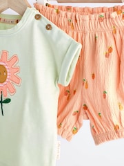 Orange Baby 100% Cotton Top and Shorts 2 Piece Set - Image 9 of 13