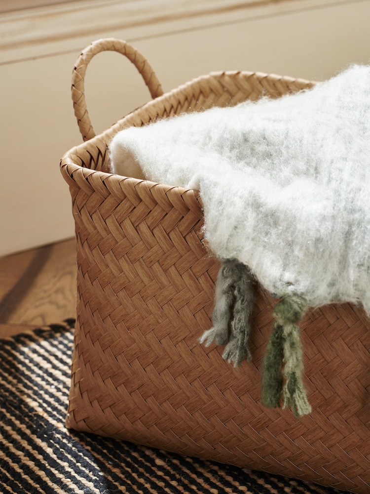 Natural Plastic Wicker Set of 2 Storage Basket - Image 2 of 3 Natural Plastic Wicker Set of 2 Storage Basket - Image 2 of 3