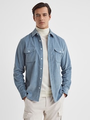 Reiss Ashley Blue Bonucci Corduroy Twin Pocket Overshirt - Image 1 of 5