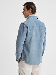 Reiss Ashley Blue Bonucci Corduroy Twin Pocket Overshirt - Image 5 of 5