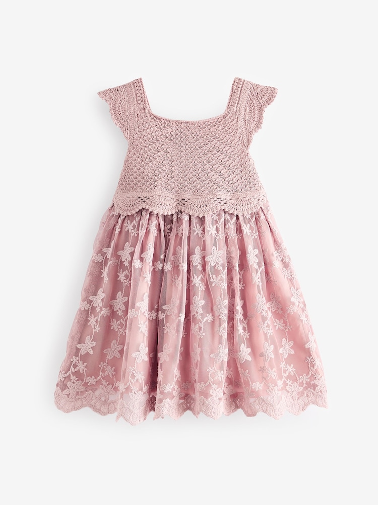 Pink Occasion Knit Dress (3mths-10yrs) - Image 6 of 7