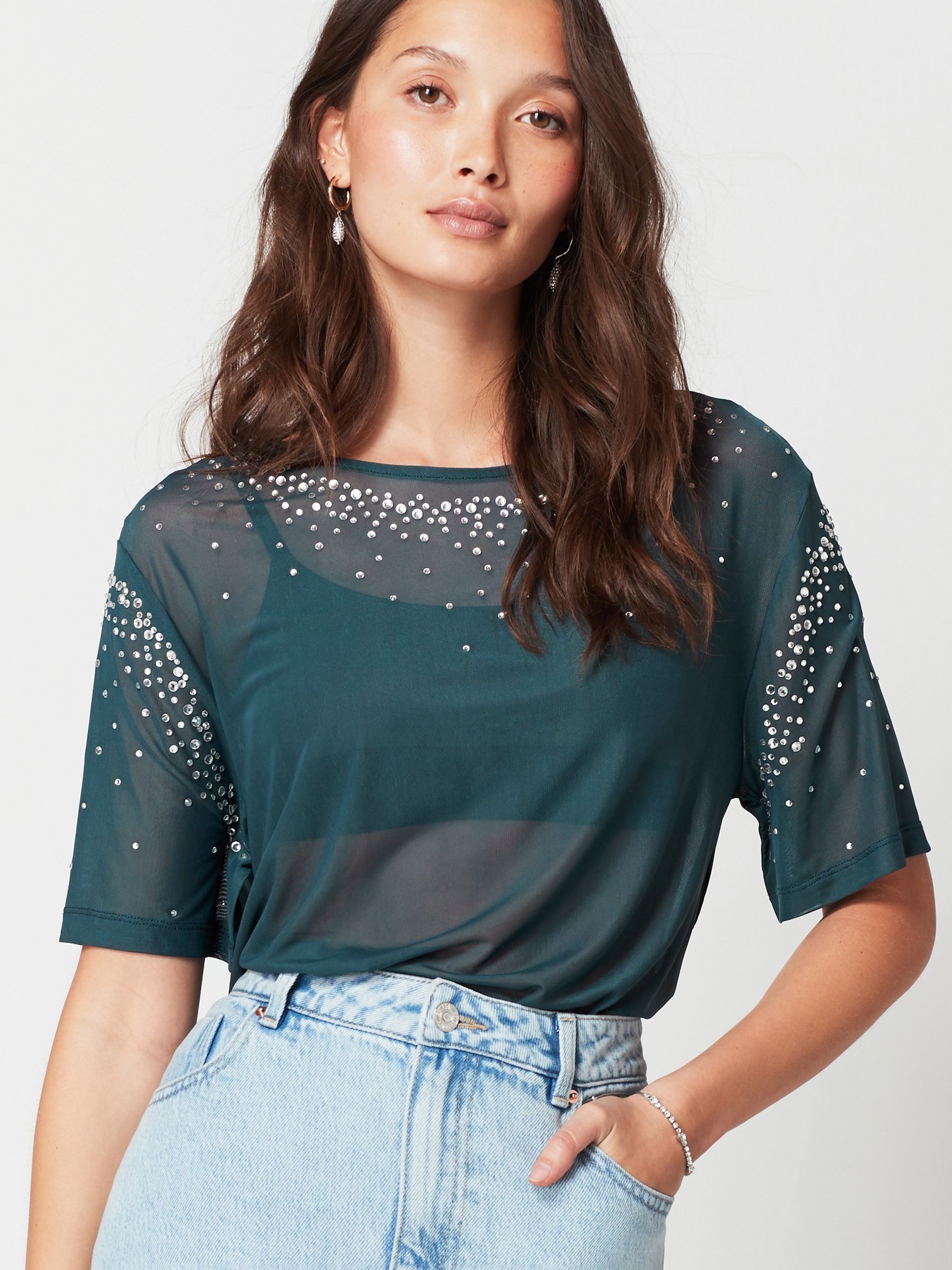 Teal mesh top online