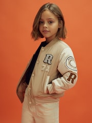 Reiss x McLaren F1 Team Taupe/Ecru 3-9 yrs McLaren F1 Patch Varsity Bomber Jacket - Image 1 of 12