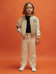 Reiss x McLaren F1 Team Taupe/Ecru 3-9 yrs McLaren F1 Patch Varsity Bomber Jacket - Image 3 of 12