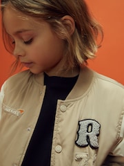 Reiss x McLaren F1 Team Taupe/Ecru 3-9 yrs McLaren F1 Patch Varsity Bomber Jacket - Image 4 of 12