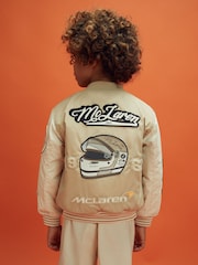 Reiss x McLaren F1 Team Taupe/Ecru 3-9 yrs McLaren F1 Patch Varsity Bomber Jacket - Image 9 of 12