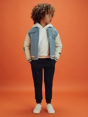 Reiss x McLaren F1 Team Airforce Blue/Ecru 3-9 yrs McLaren F1 Leather Varsity Jacket - Image 3 of 9