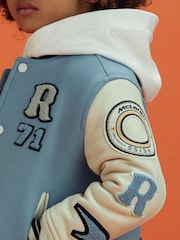 Reiss x McLaren F1 Team Airforce Blue/Ecru 3-9 yrs McLaren F1 Leather Varsity Jacket - Image 5 of 9