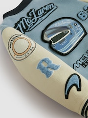 Reiss x McLaren F1 Team Airforce Blue/Ecru 3-9 yrs McLaren F1 Leather Varsity Jacket - Image 8 of 9