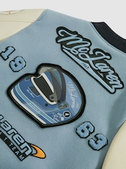 Reiss x McLaren F1 Team Airforce Blue/Ecru 3-9 yrs McLaren F1 Leather Varsity Jacket - Image 9 of 9