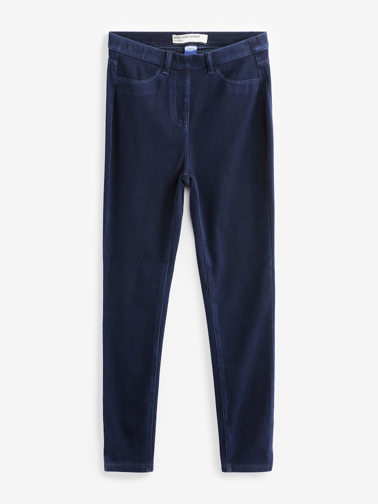 Blaue Rinse-Waschung - Cropped Leggings aus Denim-Jersey - Image 1 of 1