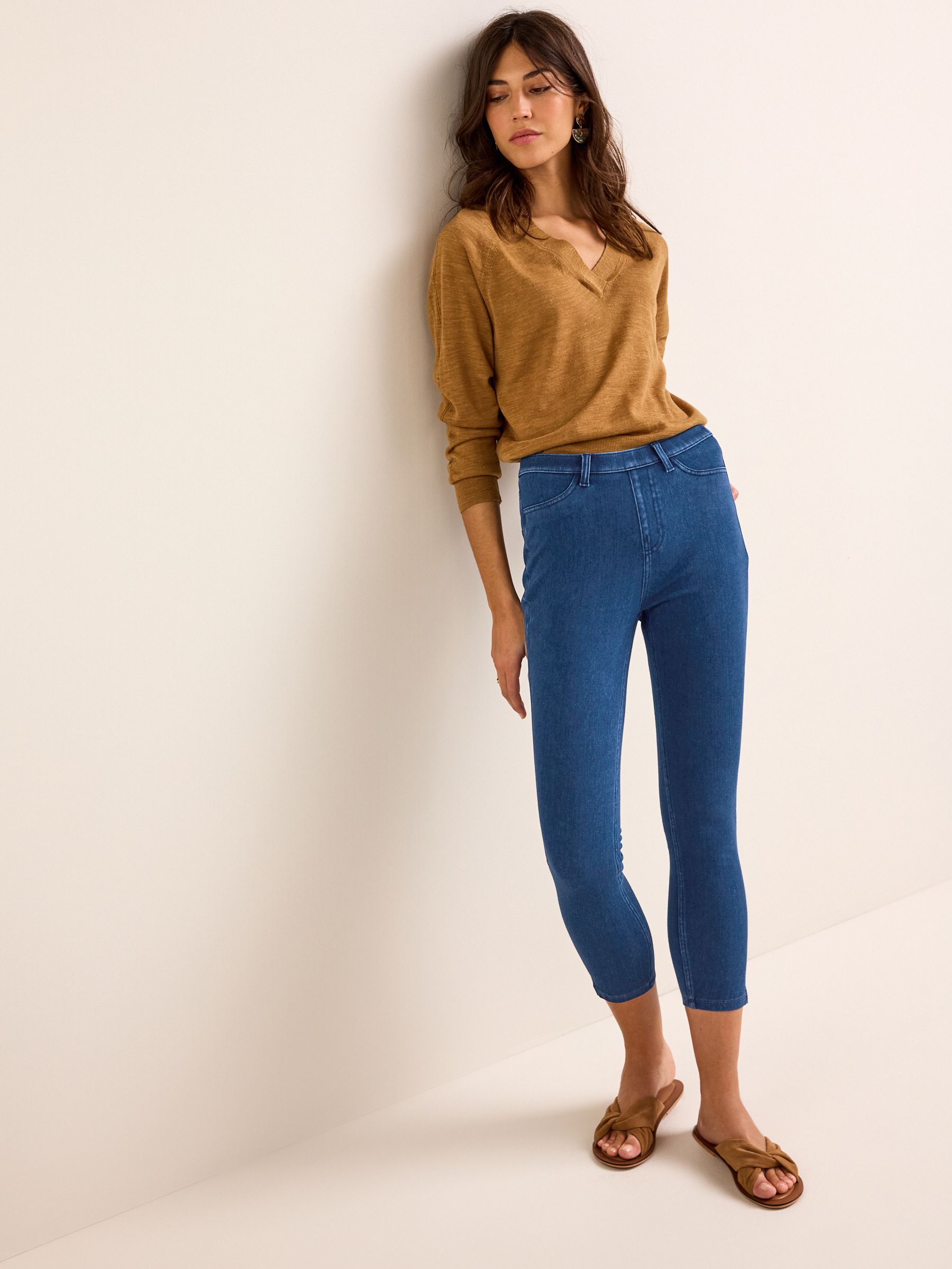 Half Jersey Half Denim Leggings main image 1