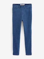 Dunkelblaue Waschung - Cropped Leggings aus Denim-Jersey - Bild 1 von 1