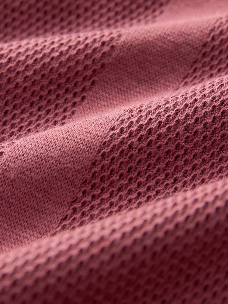 Red Cuban Collar Textured Short Sleeve Polo Shirt - Image 7 of 7
