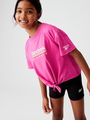 Reebok Tie Front Boxy Printed 100% Cotton T-Shirt - Image 5 of 9