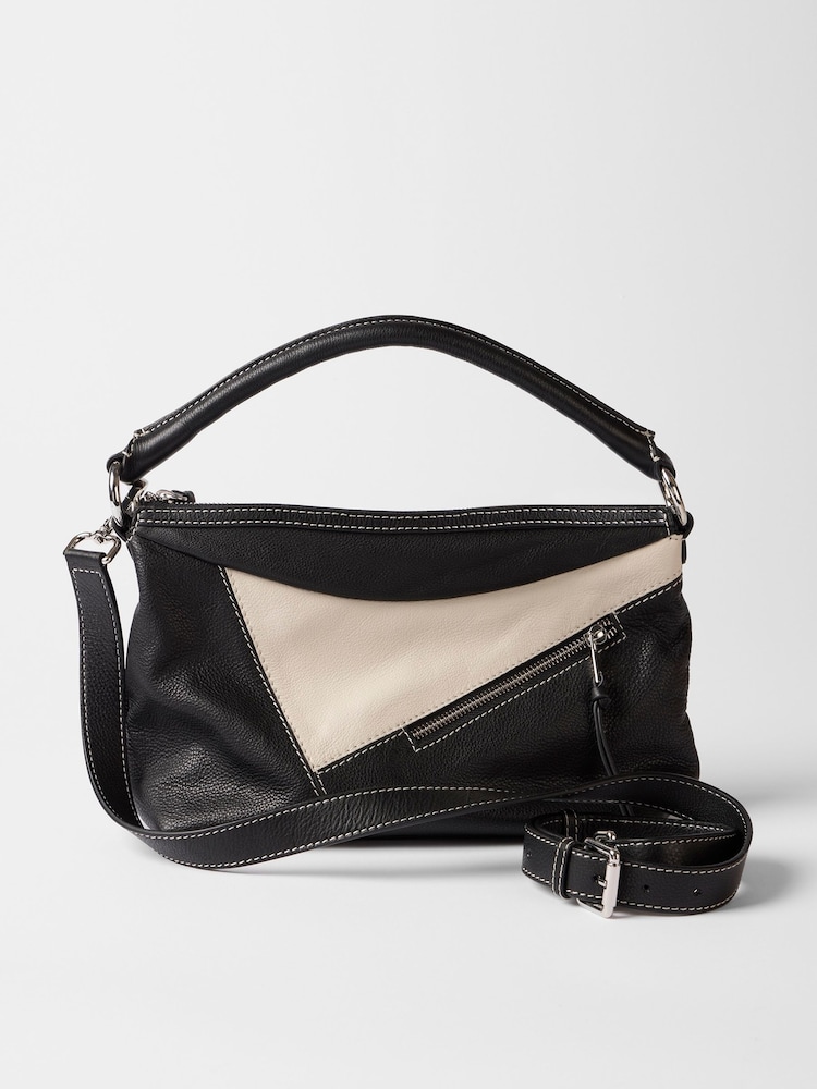 Mint Velvet Black Patchwork Leather Crossbody Bag - Image 2 of 4