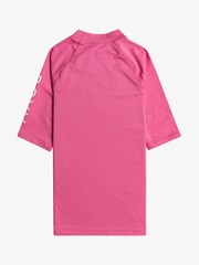 Roxy Pink Girls Whole Hearted Short Sleeve Rash Vest - Image 3 of 3