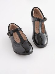 Black Patent Wide Fit (G) Leather T-Bar Leather Shoes - Image 1 of 6