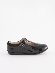 Black Patent Wide Fit (G) Leather T-Bar Leather Shoes - Image 2 of 6