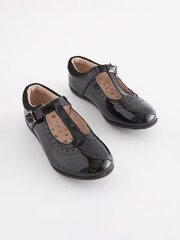 Black Patent Wide Fit (G) Leather T-Bar Leather Shoes - Image 3 of 6