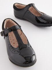 Black Patent Wide Fit (G) Leather T-Bar Leather Shoes - Image 5 of 6