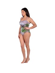 Seaspray Green Hawaii Palm Sweetheart Bandeau Tummy Control Swimsuit - Image 4 of 5