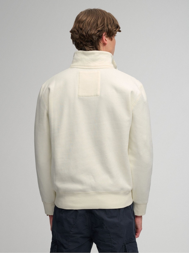 Superdry Cream Gothic Varsity Half Zip Sweatshirt - Image 2 of 7 Superdry Cream Gothic Varsity Half Zip Sweatshirt - Image 2 of 7