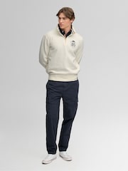 Superdry Cream Gothic Varsity Half Zip Sweatshirt - Image 3 of 7