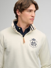 Superdry Cream Gothic Varsity Half Zip Sweatshirt - Image 4 of 7