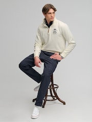 Superdry Cream Gothic Varsity Half Zip Sweatshirt - Image 5 of 7