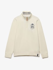 Superdry Cream Gothic Varsity Half Zip Sweatshirt - Image 6 of 7