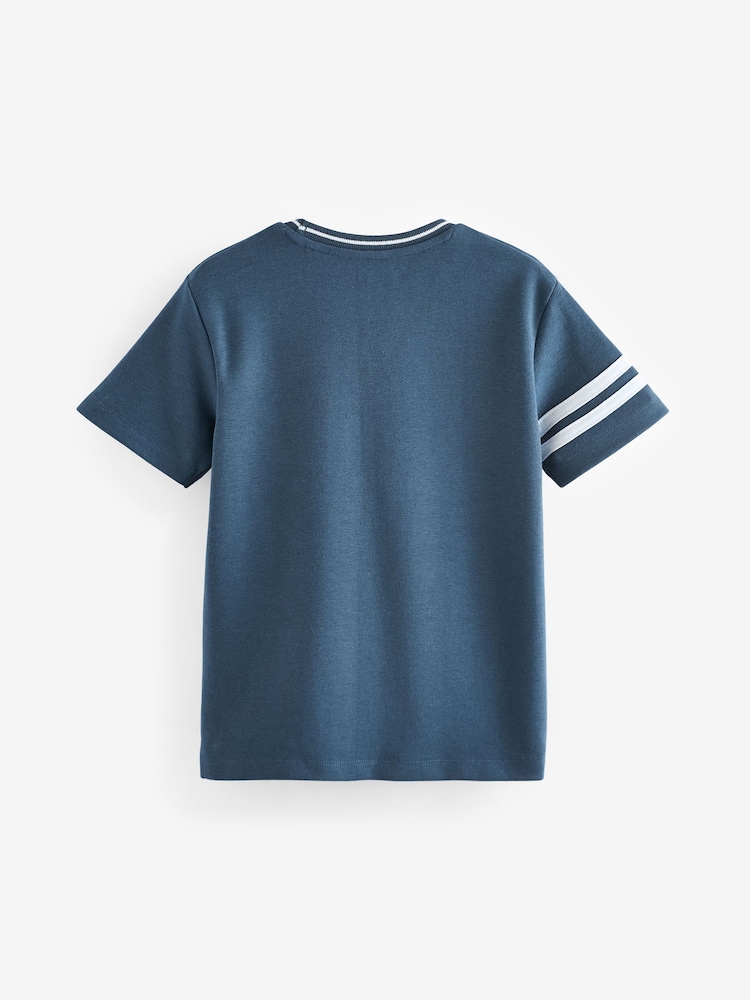 Blue Short Sleeve Varsity 100% Cotton T-Shirt (3-16yrs) - Image 2 of 4 Blue Short Sleeve Varsity 100% Cotton T-Shirt (3-16yrs) - Image 2 of 4