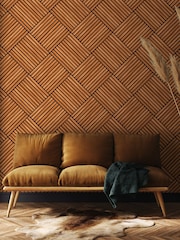 Hoopla Walls Teak Diamond Slat Large Wallpaper - Image 1 of 2
