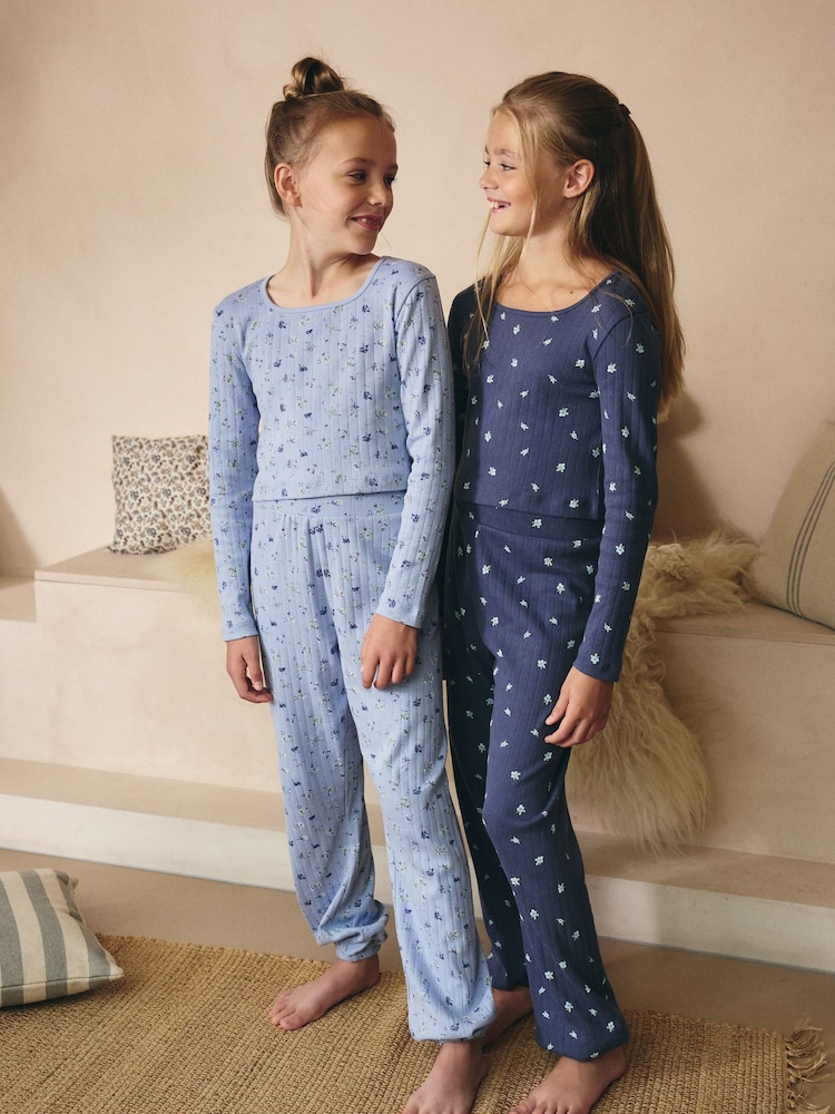 Blau, Streublumenmuster - Gerippte Pointelle-Pyjamas 2er-Pack (3–16J.) - Bild 2 von 10 Blau, Streublumenmuster - Gerippte Pointelle-Pyjamas 2er-Pack (3–16J.) - Bild 2 von 10
