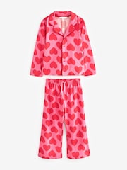 Red/Pink Heart Jersey Button Through 100% Cotton Pyjamas (3-16yrs) - Image 6 of 9