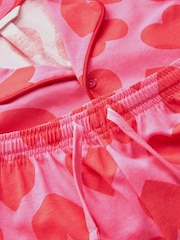 Red/Pink Heart Jersey Button Through 100% Cotton Pyjamas (3-16yrs) - Image 8 of 9