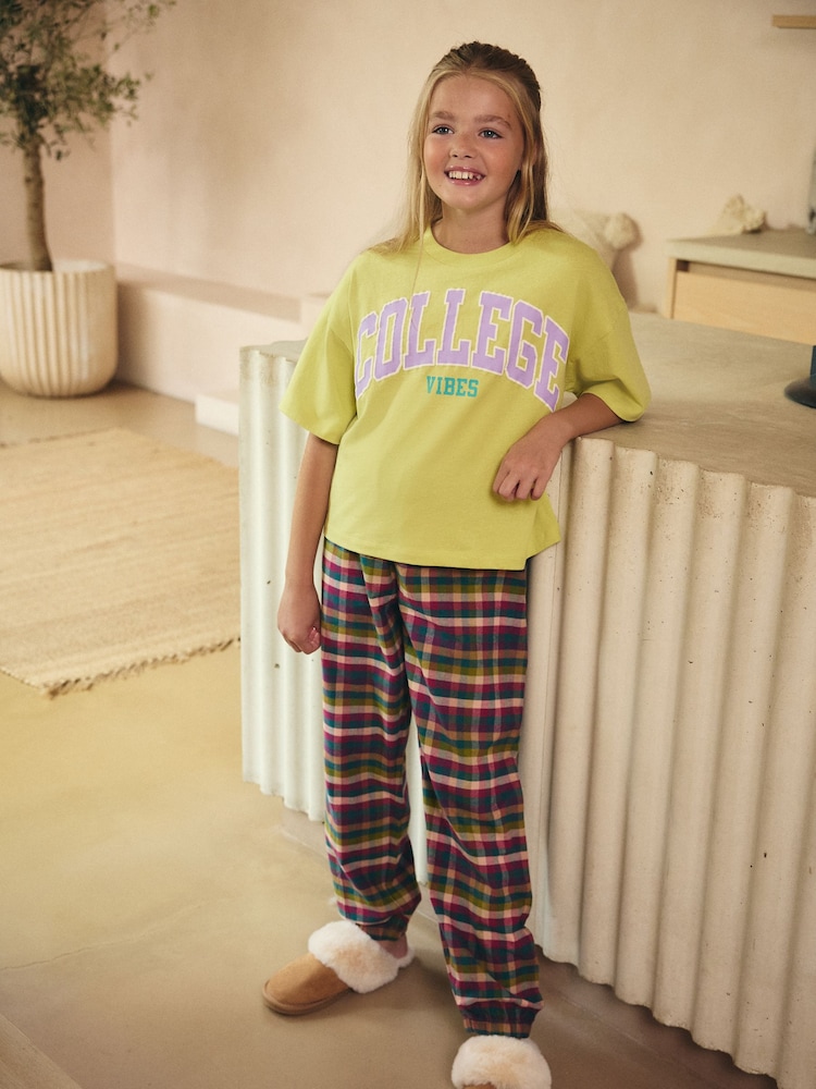 Green Woven Bottom Pyjamas 1 Pack (4-16yrs) - Image 2 of 8