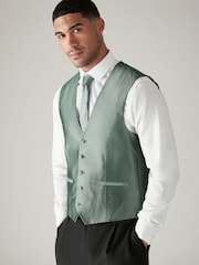 Sage Green Textured Silk Waistcoat - Image 1 of 8