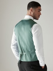 Sage Green Textured Silk Waistcoat - Image 3 of 8
