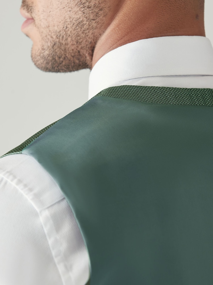 Sage Green Textured Silk Waistcoat - Image 5 of 8