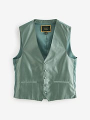 Sage Green Textured Silk Waistcoat - Image 7 of 8