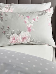 Catherine Lansfield Grey Canterbury Floral Duvet Cover and Pillowcase Set - Image 4 of 6