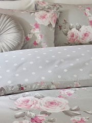 Catherine Lansfield Grey Canterbury Floral Duvet Cover and Pillowcase Set - Image 5 of 6