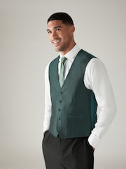Forest Green Textured Silk Waistcoat - Image 1 of 8