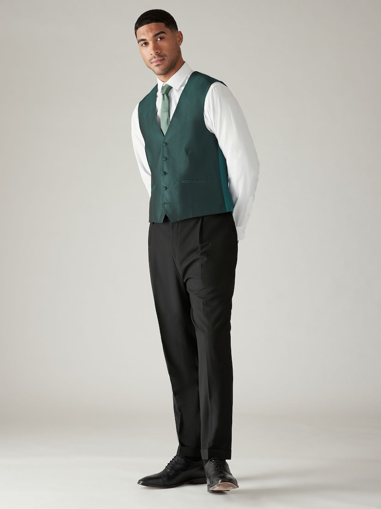 Forest Green Textured Silk Waistcoat - Image 2 of 8